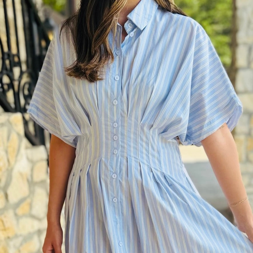 The Charleston Stripe Button Down Midi Dress