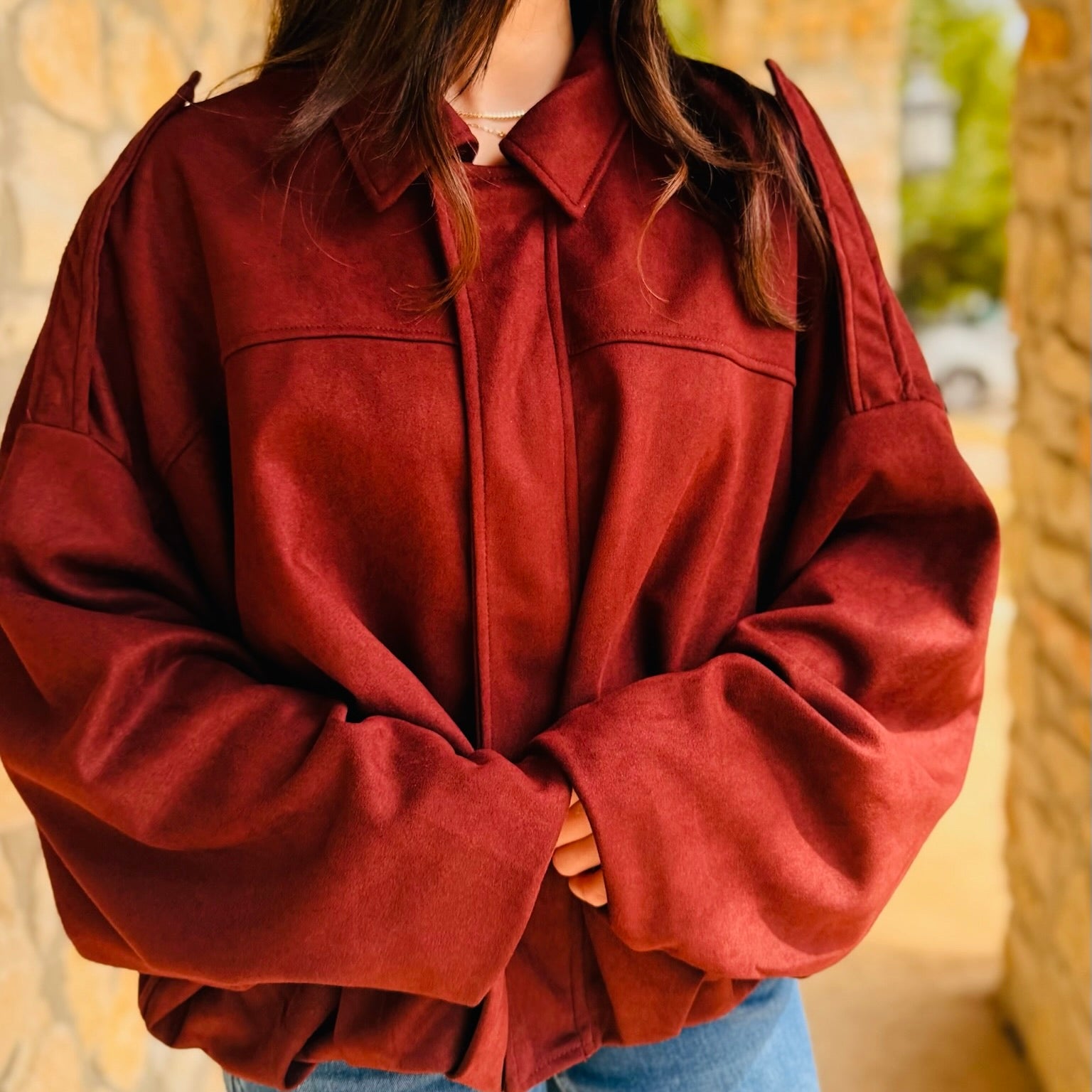 The Kennedy Faux Suede Bomber Jacket