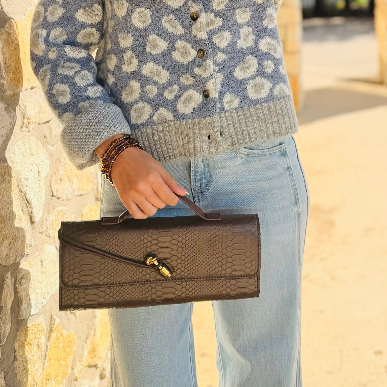 The Sienna Snakeskin Clutch