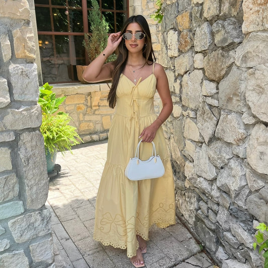 Butter Yellow Maxi Dress, Pale Yellow Maxi Dress, Maxi Dress, Bow Detailed Maxi Dress, Summer Maxi Dress, Summer Maxi Dress Karadise Boutique, Summer Maxi Dress Karadise, Summer Maxi Dress McKinney Texas, Brunch Maxi Dress, Picnic Maxi Dress, Vacation Maxi Dress