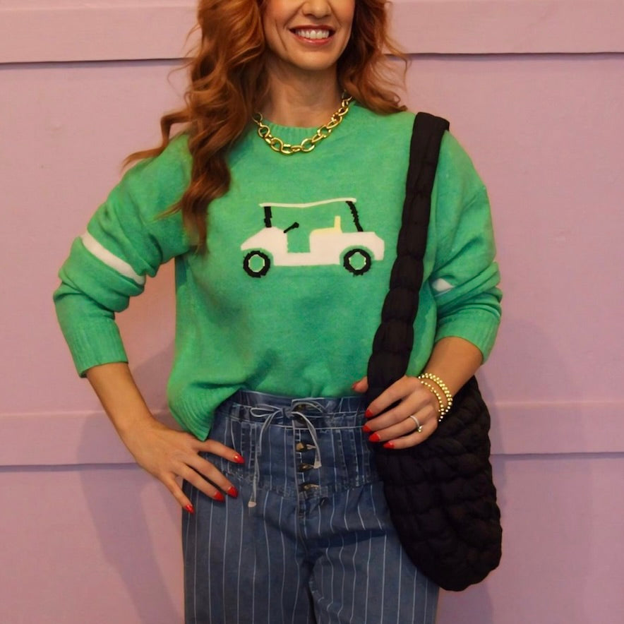 The Fairway Golf Cart Green Crew Sweater
