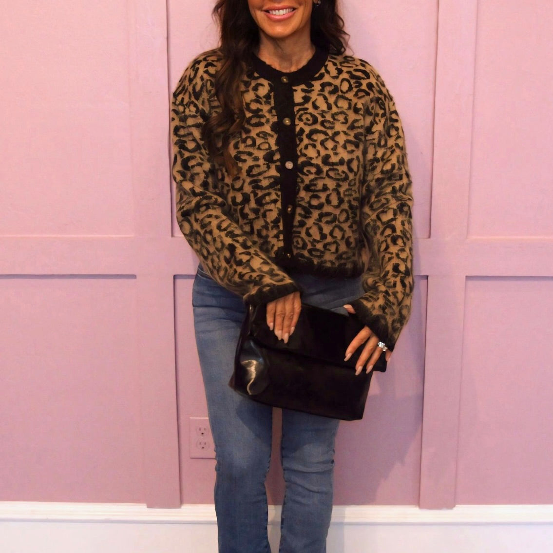 Wildly Cozy Leopard Print Sweater Cardigan