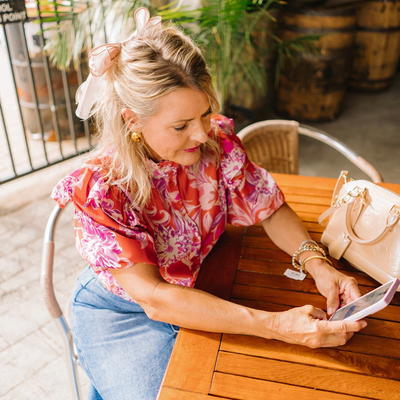 ruffle print top, multicolor blouse, feminine printed top, high neck blouse, button down ruffle top, woven short sleeve top, colorful patterned blouse, timeless printed blouse, chic ruffle sleeve top, classic feminine top, vibrant print blouse, summer to fall top, dressy casual blouse, statement print top, lightweight woven blouse, stylish multicolor top, trendy ruffle blouse, polished printed top, playful pattern blouse, versatile dressy top