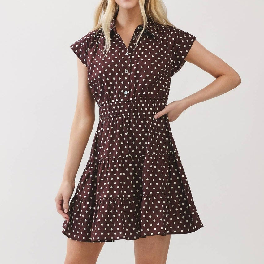 The Hometown Honey Polka Dot Tiered Mini Dress
