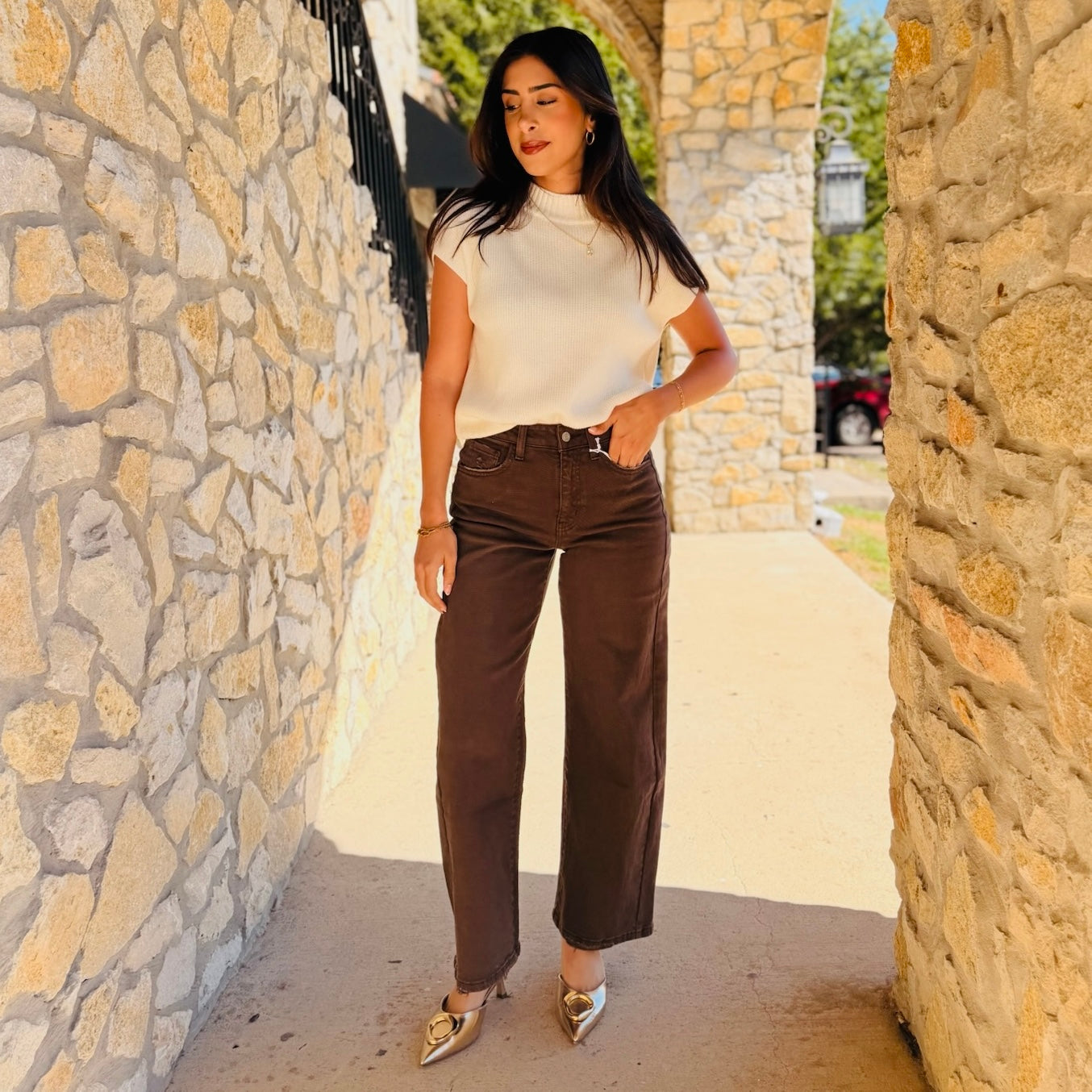 The Espresso Edit Barrel Jeans