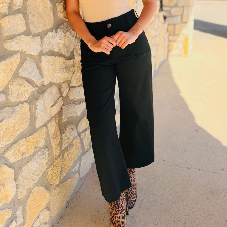 The Camille Scalloped Wide Leg Pants