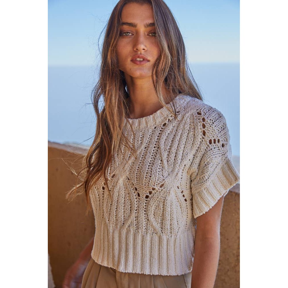 The Cozy Orchard Crochet Drop Shoulder Sweater Top