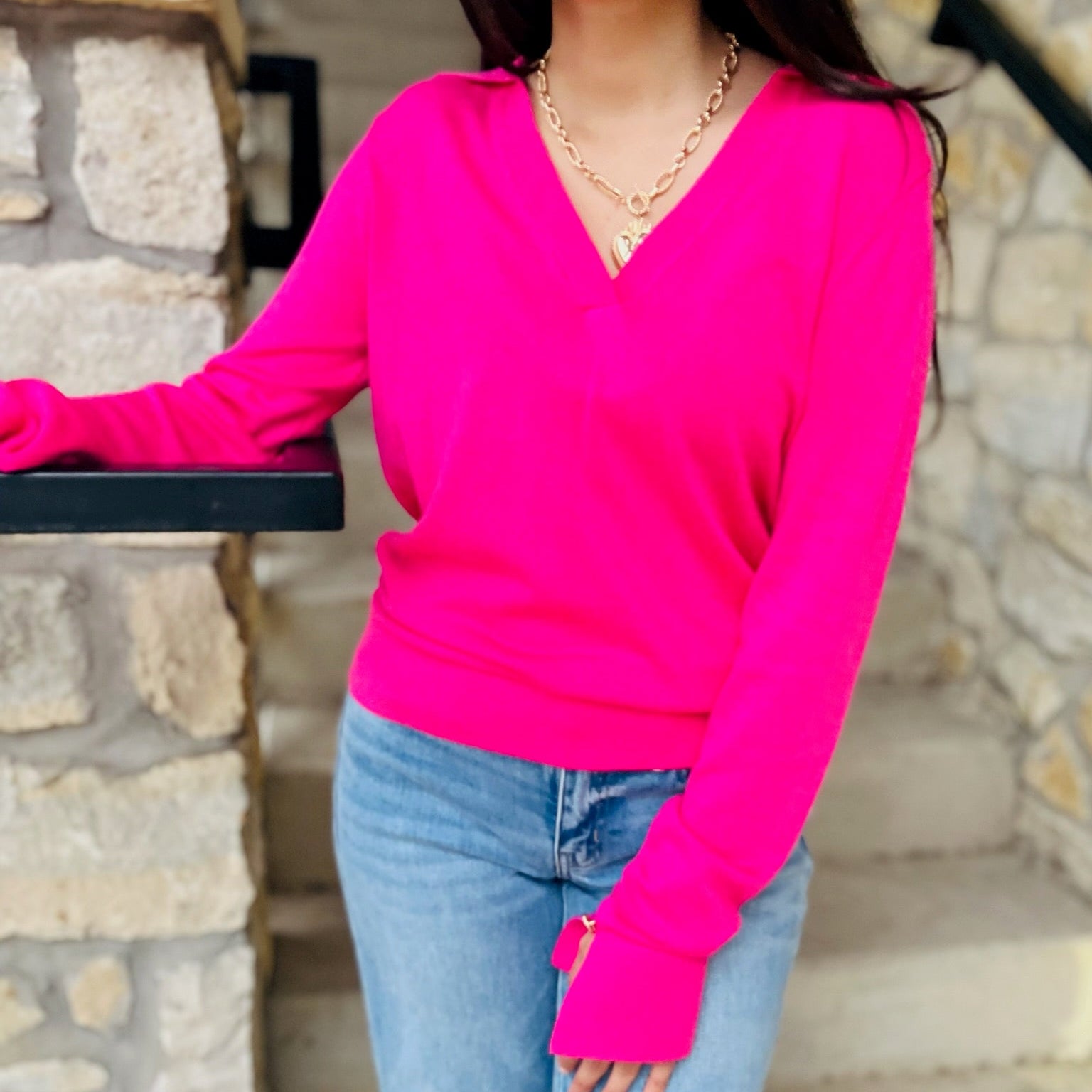 knit polo sweater, lightweight sweater, fall sweater top, collared v-neck sweater, polo knit top, versatile fall staple, classic knit sweater, long sleeve polo top, transitional sweater, chic lightweight knit, timeless fall sweater, neutral wardrobe essential, work to weekend outfit, minimalist sweater, classy knit top, solid color sweater, soft knit polo, everyday fall top, sleek silhouette sweater, cozy chic knit