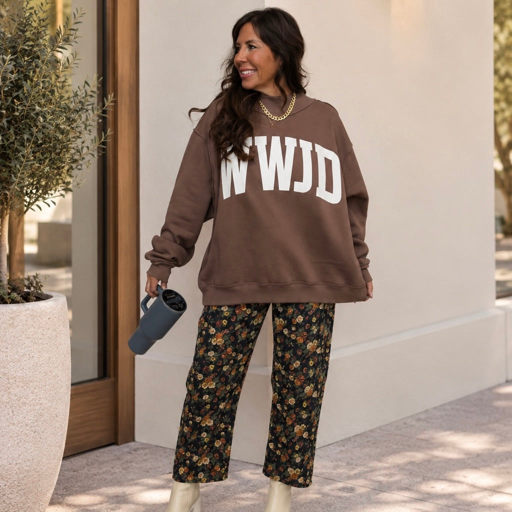 WWJD & Amen Mock Neck Reversible Sweatshirt