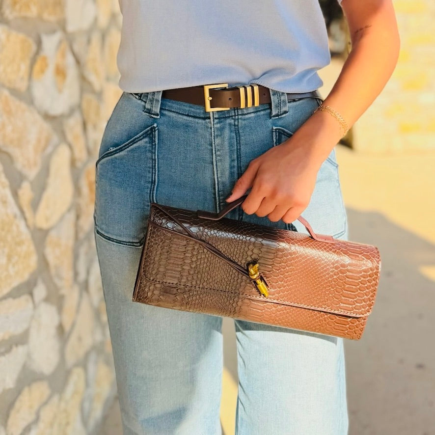 The Sienna Snakeskin Clutch