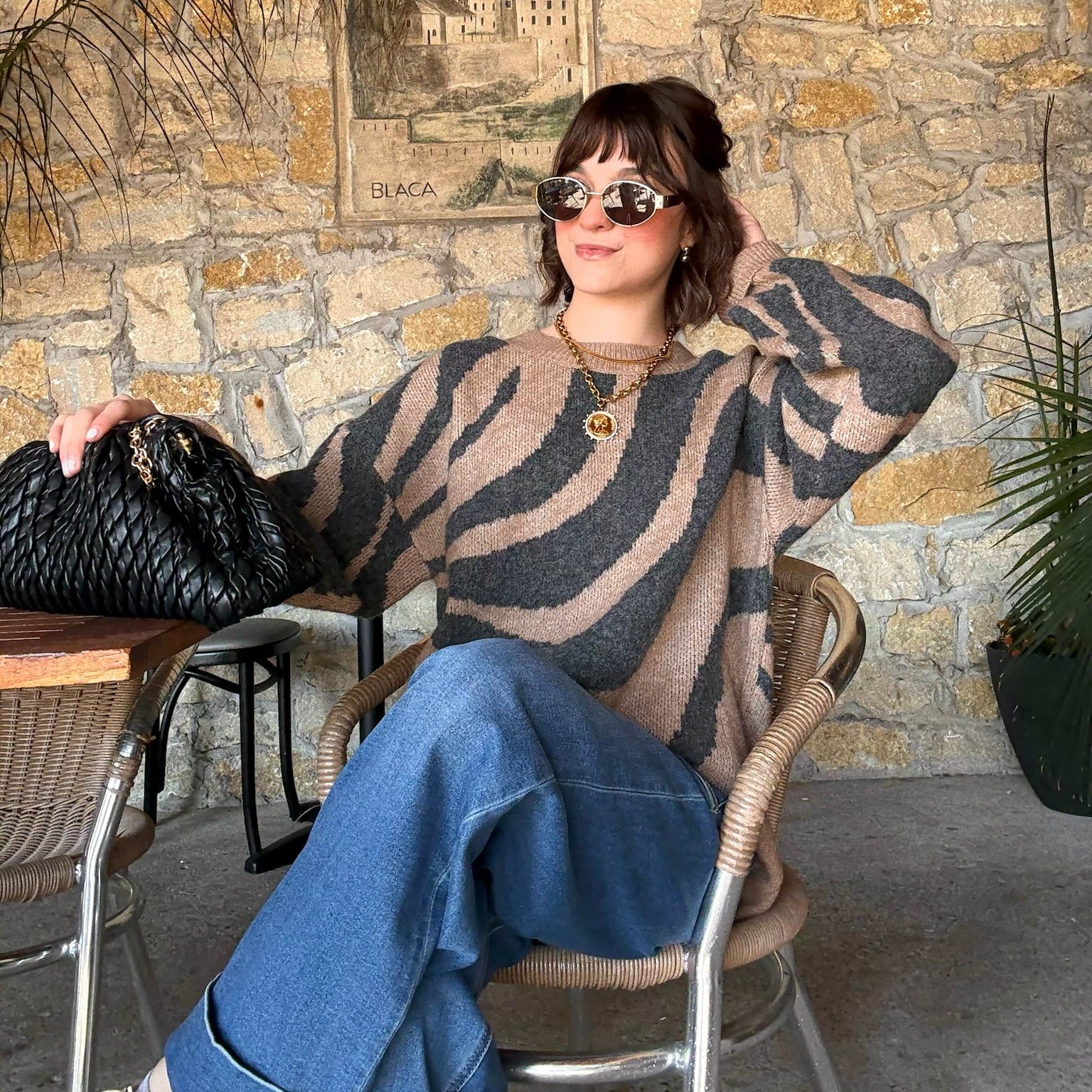 Haven Zebra Long Sleeve Knit Sweater