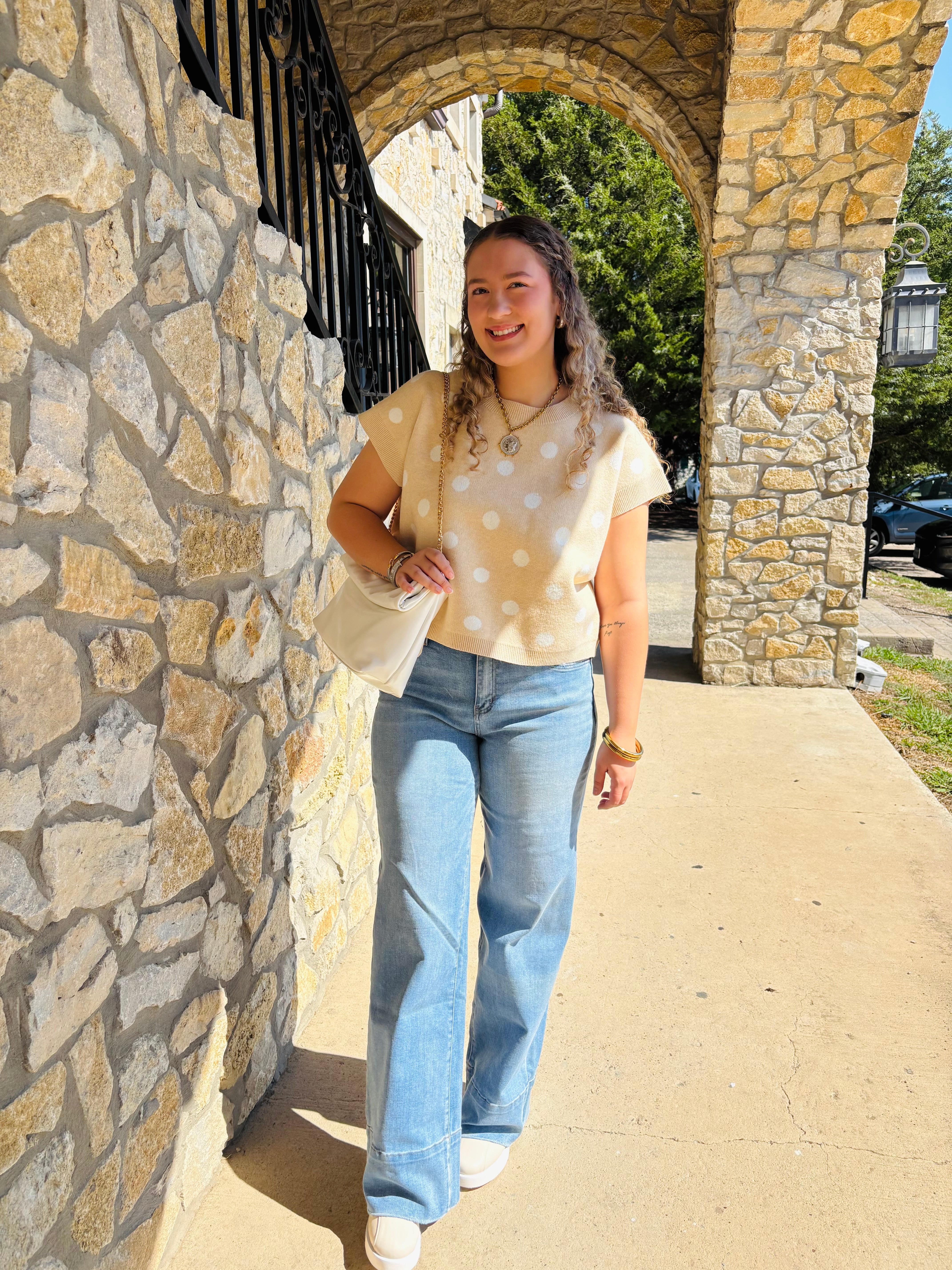 The Hadley Polka Dot Knit Top