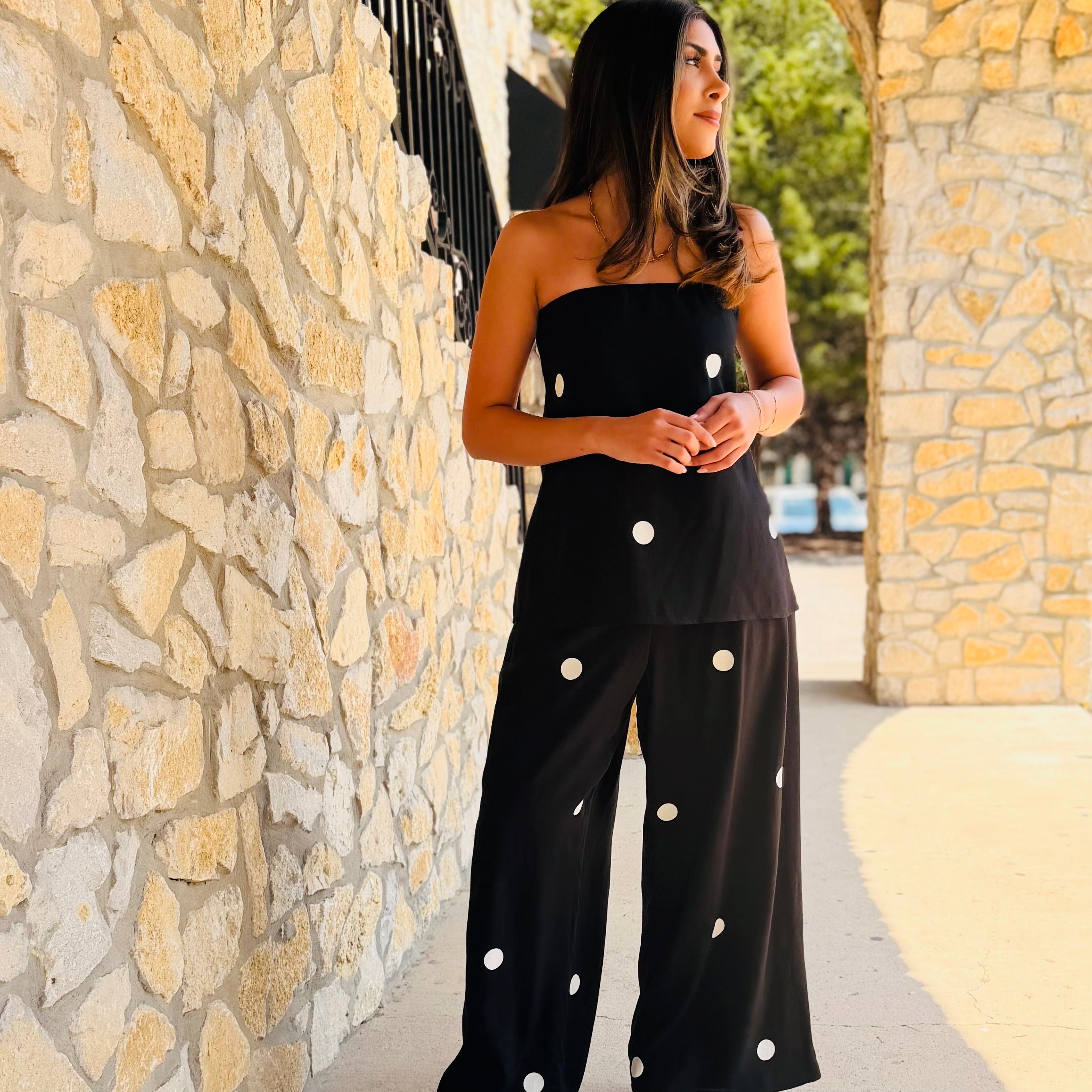 Polished Dot Tube Top & Pants Polka Dot Set