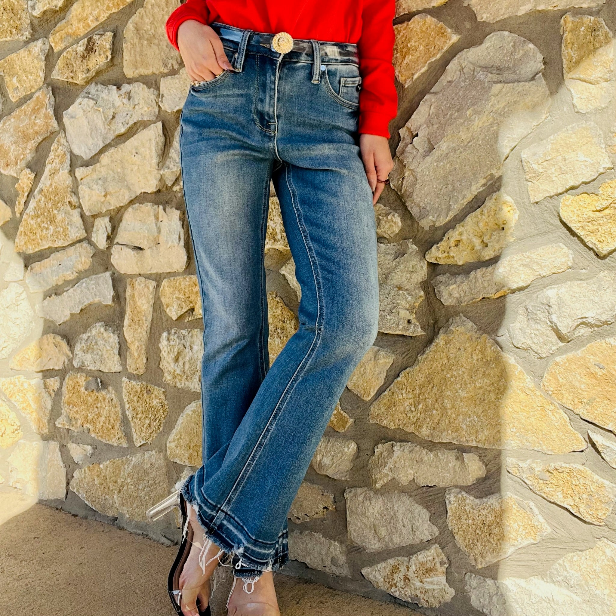 mid rise jeans, cropped bootcut jeans, medium wash denim, women’s bootcut jeans, flattering fit jeans, stretch denim jeans, everyday jeans, high rise bootcut, cropped flare jeans, classic blue jeans, comfy denim, tencel blend jeans, bootcut jeans for boots, chic everyday denim, trendy women’s jeans