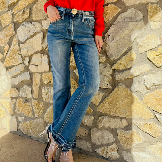 mid rise jeans, cropped bootcut jeans, medium wash denim, women’s bootcut jeans, flattering fit jeans, stretch denim jeans, everyday jeans, high rise bootcut, cropped flare jeans, classic blue jeans, comfy denim, tencel blend jeans, bootcut jeans for boots, chic everyday denim, trendy women’s jeans