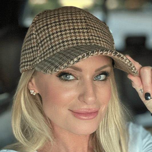 plaid baseball cap, preppy hat, clueless inspired hat, cher clueless vibes, plaid hat women, neutral plaid cap, trendy baseball hat, classic plaid pattern, fall fashion hat, preppy style accessory, casual chic hat, adjustable strap cap, cotton baseball cap, structured fit hat, everyday outfit accessory, plaid check hat, timeless plaid hat, modern twist hat, cute plaid cap, coffee run hat