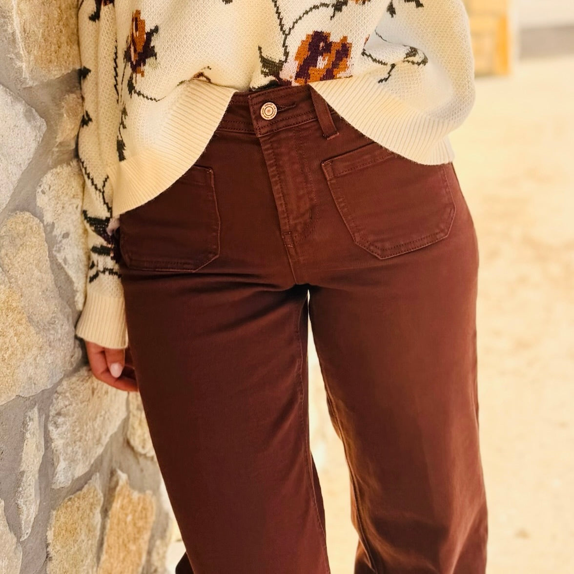 The Mahogany Kiss Patch Pocket Trouser Wide Jeans