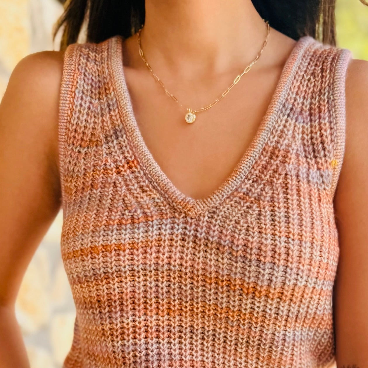 The Solstice Round Bezel Paperclip Chain Pendant Necklace