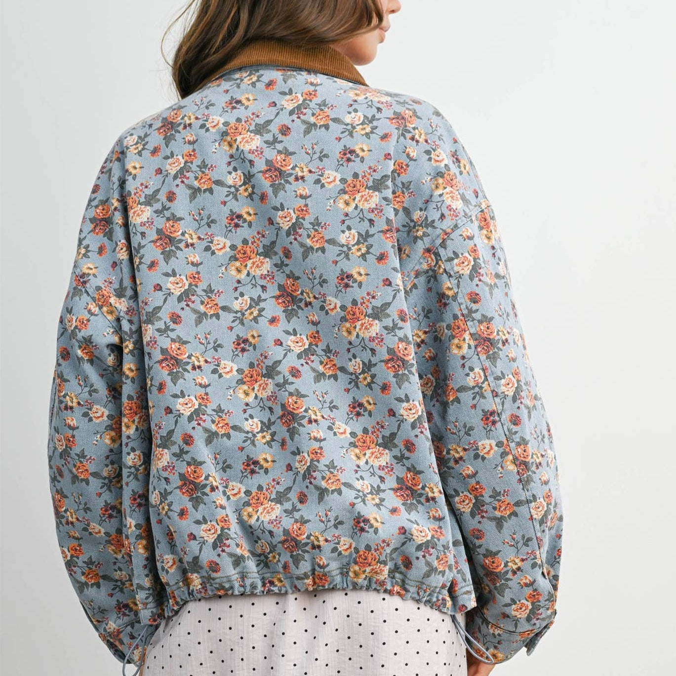 Vintage Bloom Floral Print Corduroy Jacket