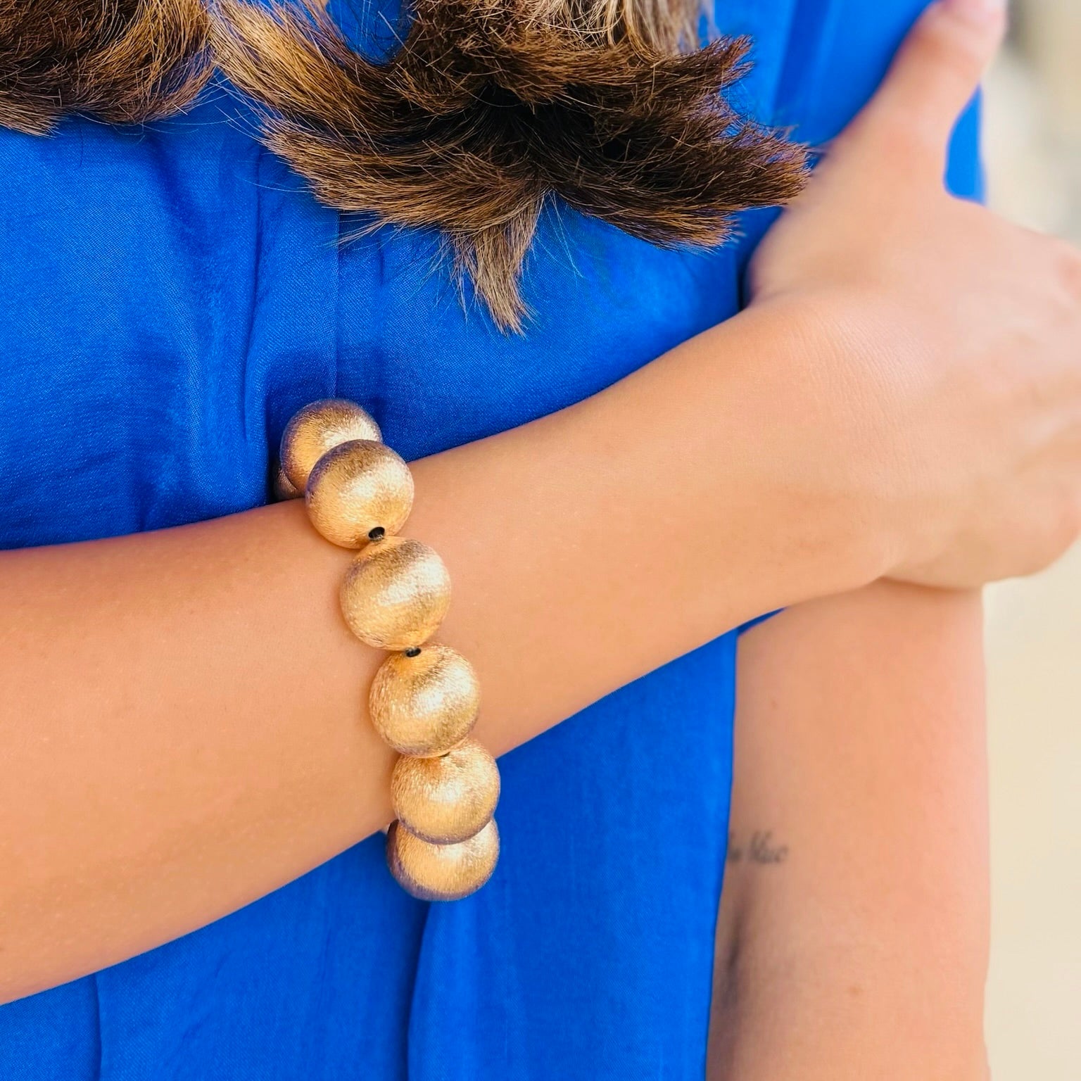 Golden Classic Oversized Gold Brushed Ball Bracelet