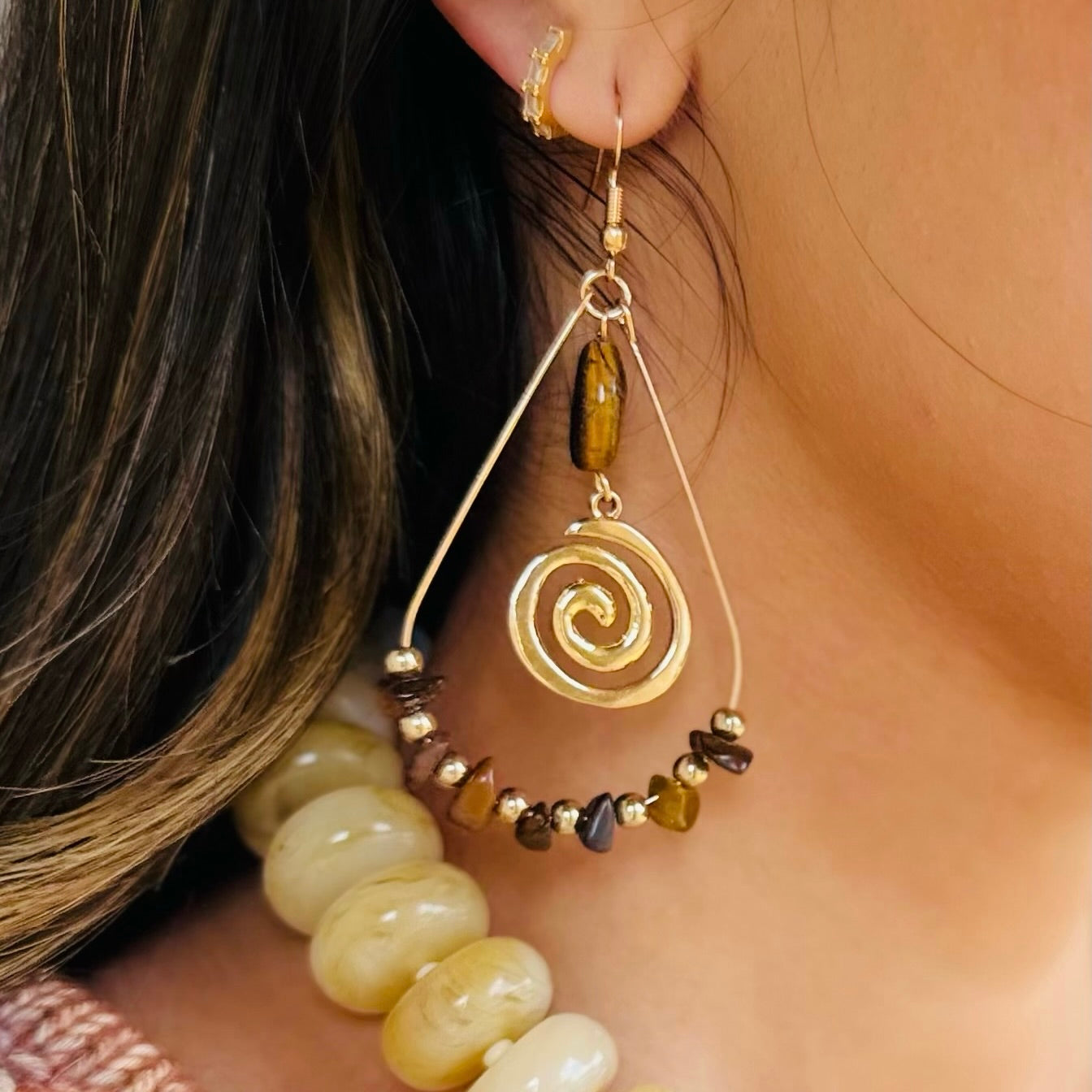 The Golden Canyon Stone Teardrop Earrings