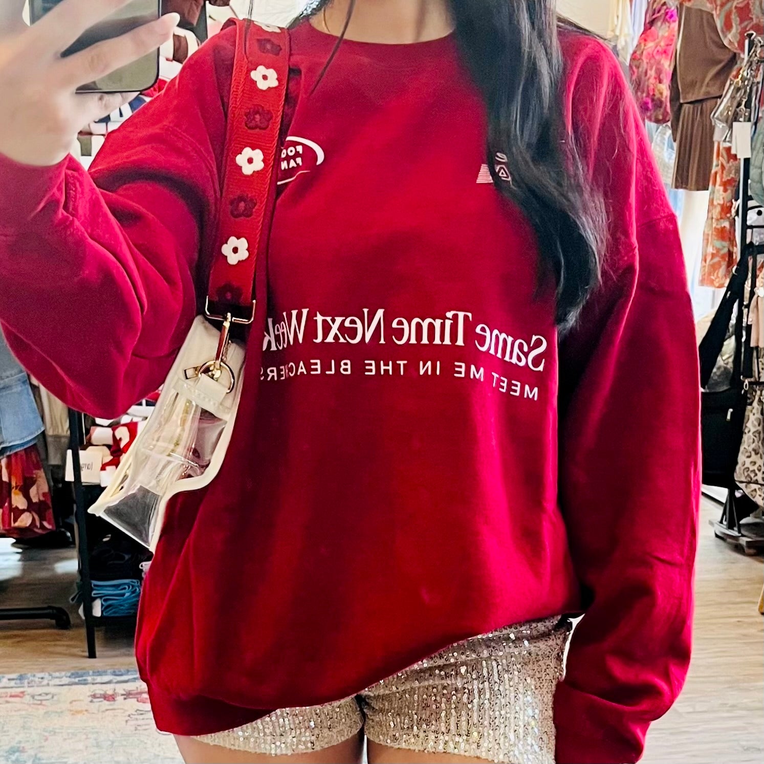 Meet Me in the Bleachers Red Sweatshirt - FINAL SALE