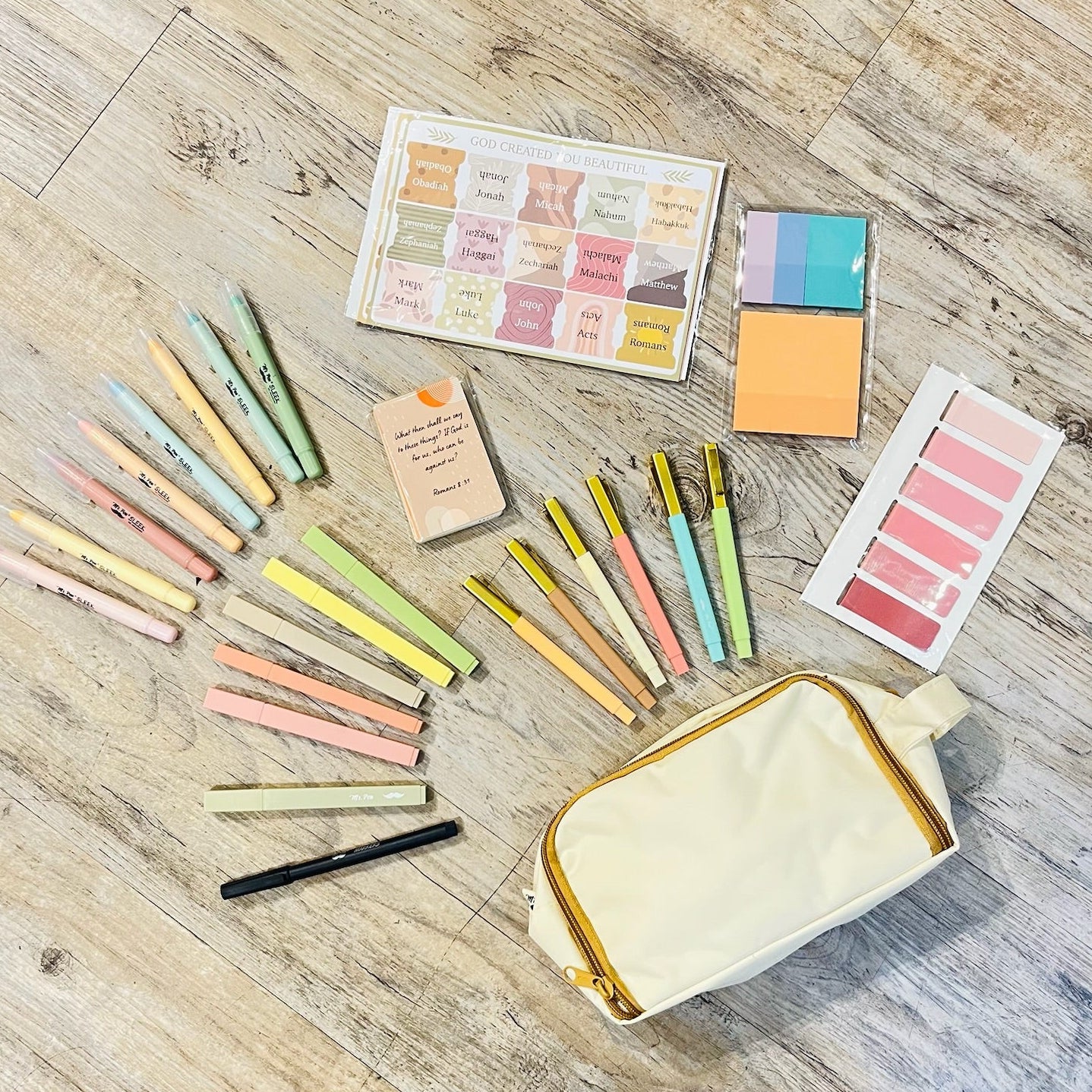 Bible journaling kit, faith journaling set, Christian gift, devotional tools, quiet time essentials, scripture study kit, prayer journal supplies, Bible study accessories, Christian stationery, faith based gift, Bible tabs and bookmarks, prayer cards, Christian women gift, Bible highlighting kit, Bible pens and markers, colorful gel highlighters, faith journaling supplies, creative Bible study, Christian journaling, quiet time gift set, inspirational gift, Bible study starter kit, Christian stationery gift