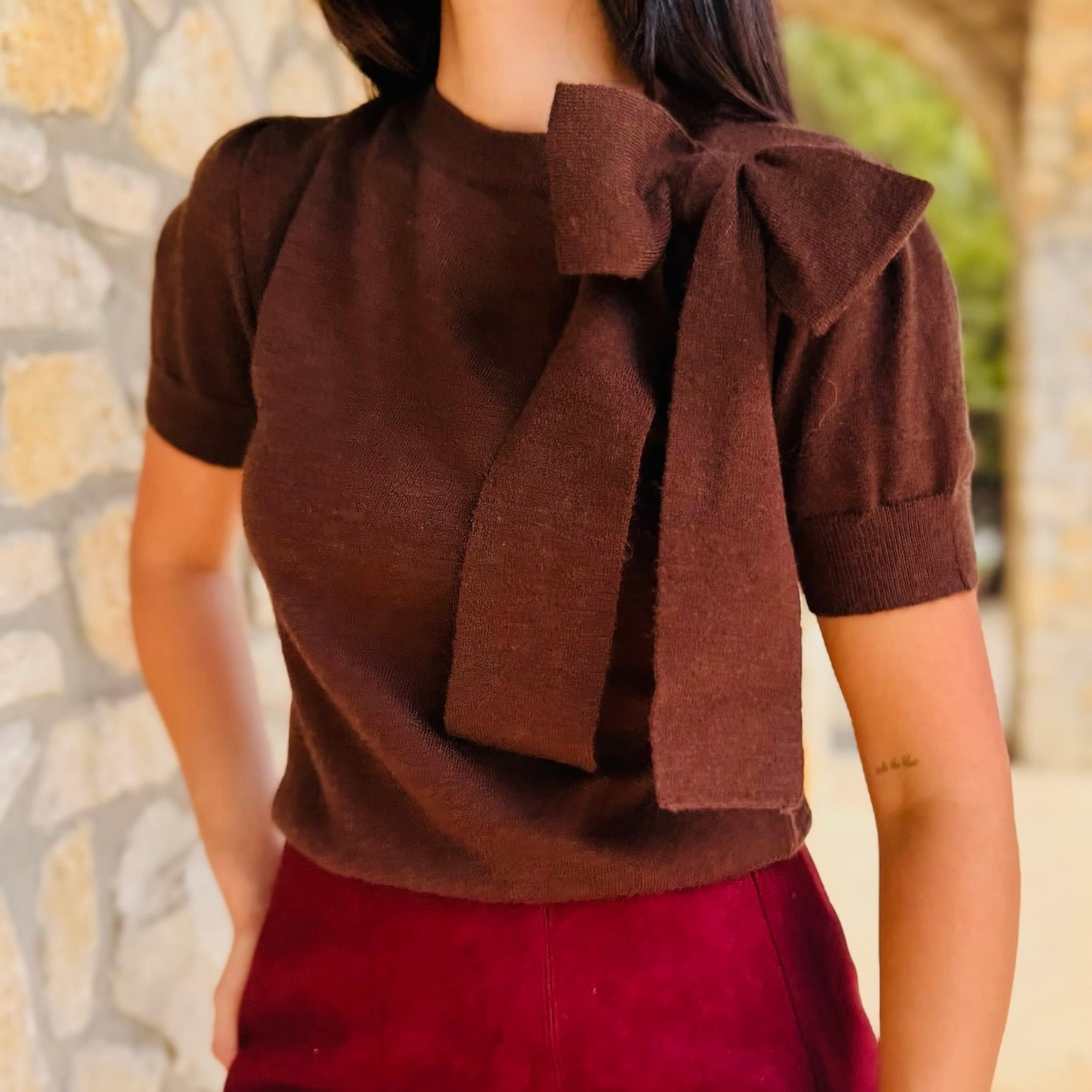 The Cocoa Bow Knit Top