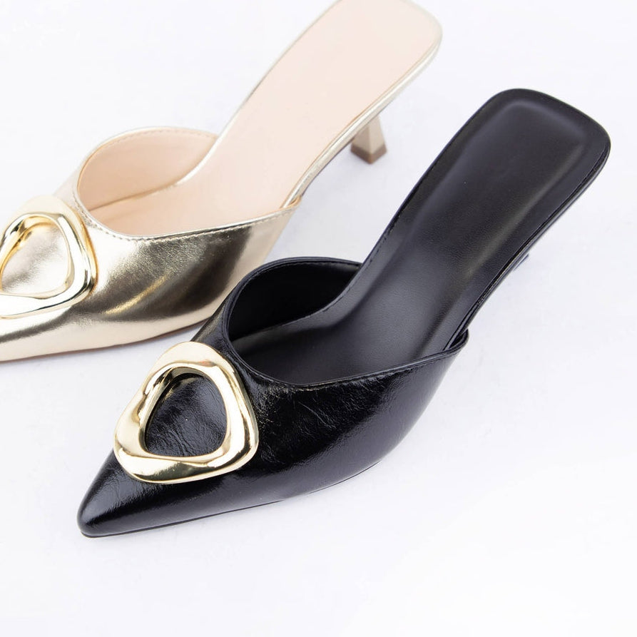The Penelope Pointed Toe Kitten Heel Mule