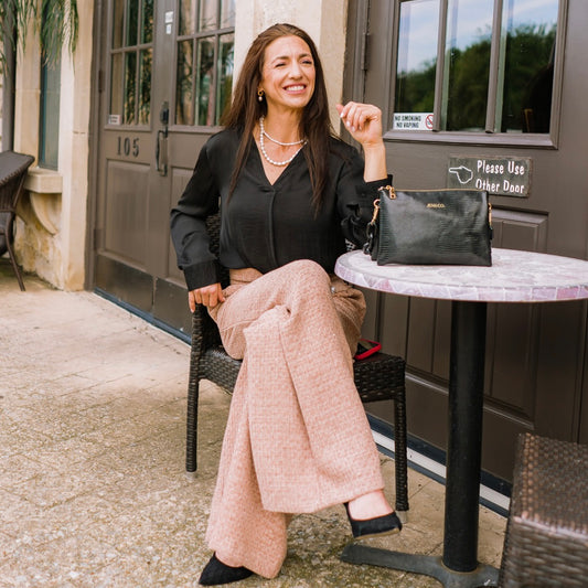 satin blouse, draped blouse, elegant work blouse, modern chic blouse, office ready top, date night blouse, fall fashion top, classic staple blouse, boutique blouse for women, professional blouse, versatile dressy top, sleek collar band blouse, soft satin top, sophisticated women’s blouse, polished silhouette blouse, solid color blouse, hand wash blouse, refined blouse, effortless chic top, timeless blouse, stylish staple top, flattering draped blouse, feminine boutique blouse, versatile satin blouse