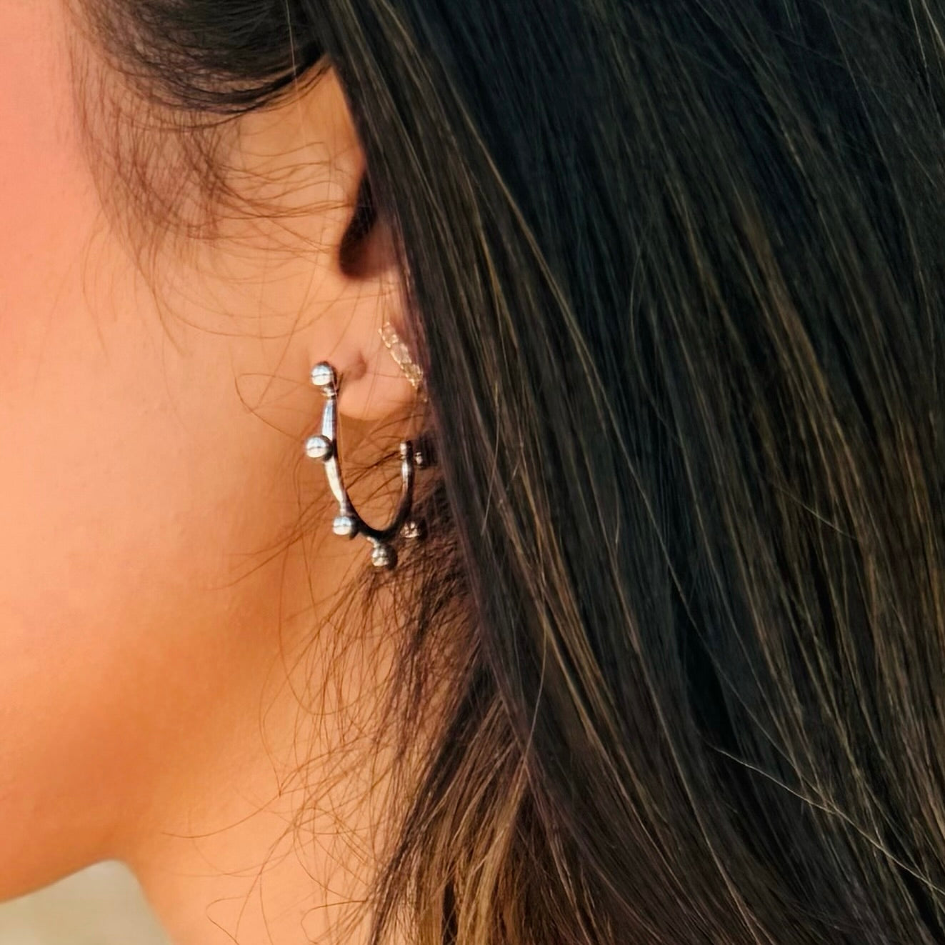 Funky Roller Round Hoop Earrings
