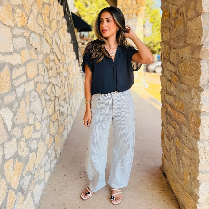 Sabrina Drop Shoulder Short Sleeve Blouse