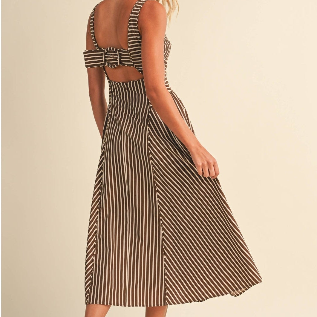 The Espresso Lane Striped Midi Dress