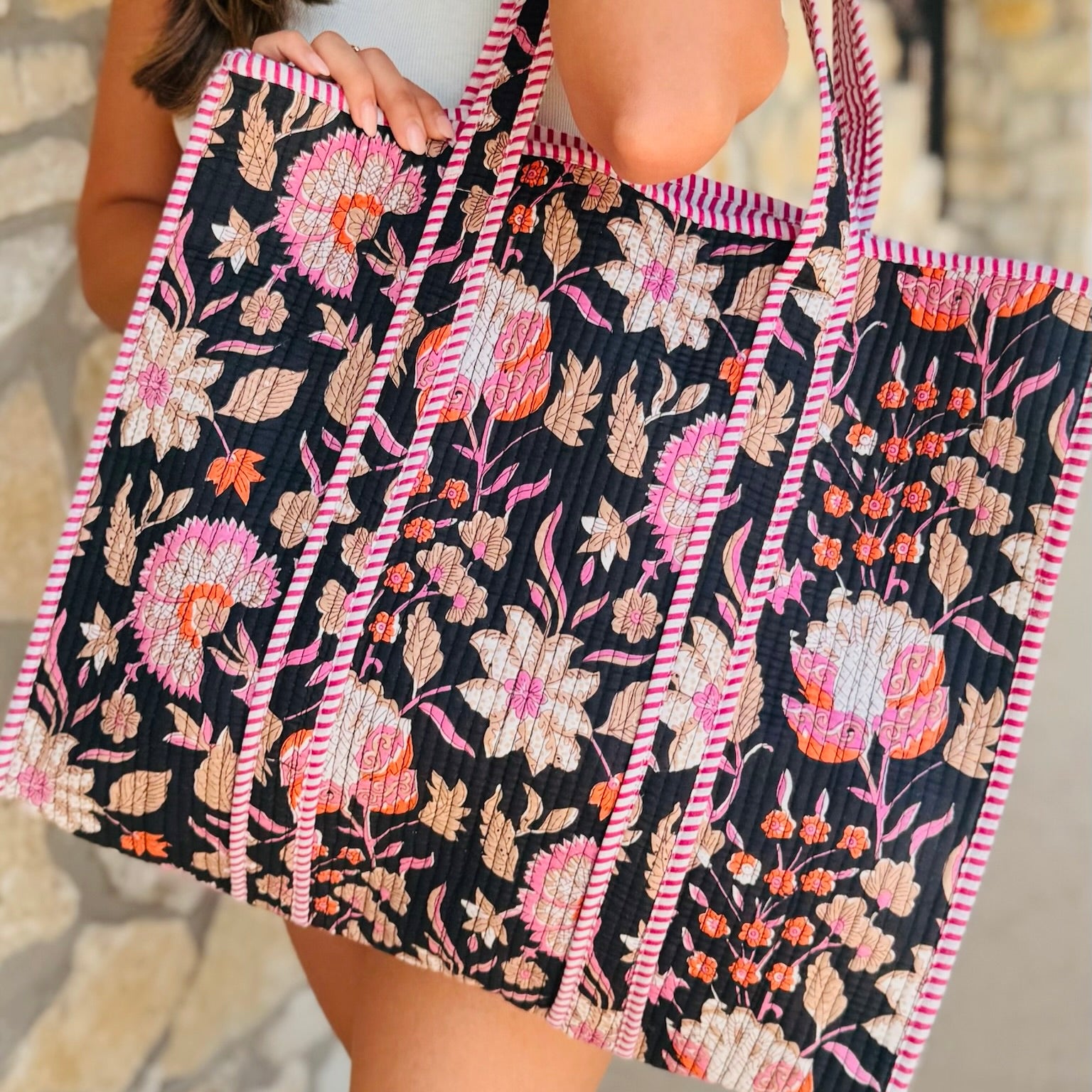The Midnight Bloom Quilted Tote & Bag Collection