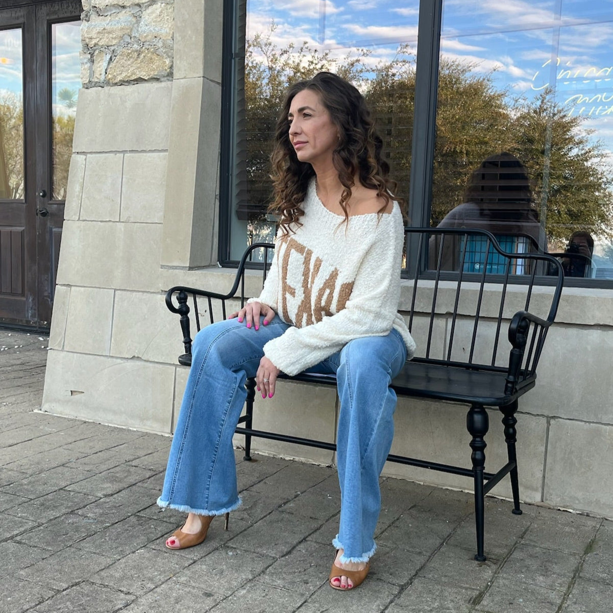 Texas sweater, Texas boatneck sweater, ivory Texas sweater, Texas graphic sweater, oversized Texas sweatshirt, relaxed fit Texas sweater, boat neck graphic sweater, caramel lettered sweater, soft Texas sweater, cozy Texas sweatshirt, game day Texas outfit, cute Texas pullover, long sleeve Texas sweater, Texas pride clothing, Texas lounge sweater, Texas fall sweater, neutral Texas sweater, southern style sweater, women's Texas sweater, comfy Texas graphic sweatshirt, cream boatneck sweater