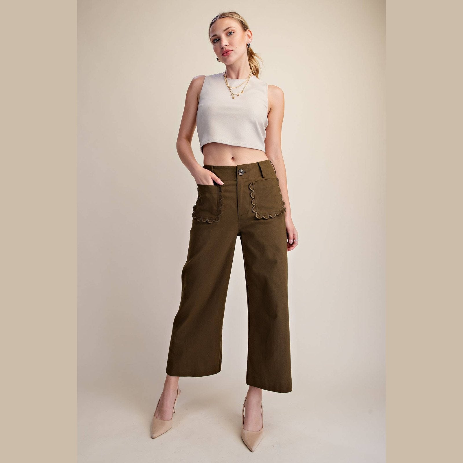 The Camille Scalloped Wide Leg Pants
