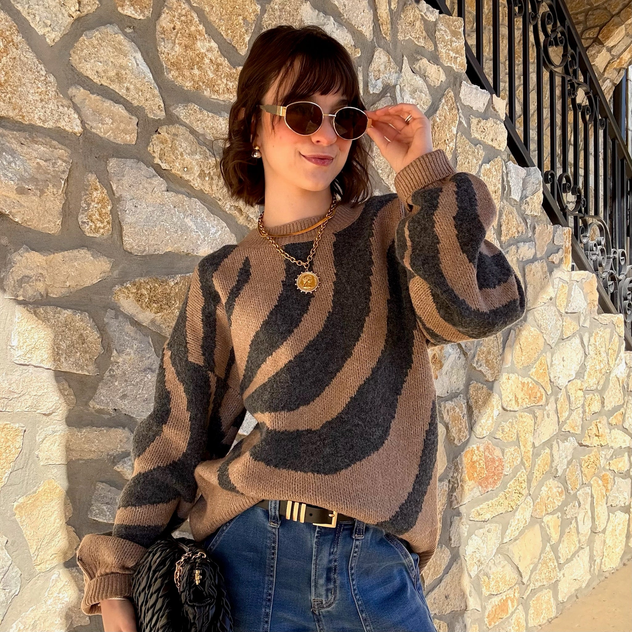 Haven Zebra Long Sleeve Knit Sweater