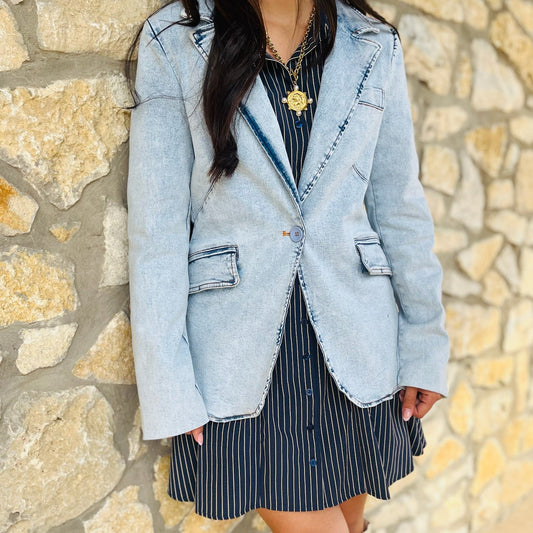 striped dress, navy striped dress, long sleeve dress, collared dress, button down dress, babydoll dress, mini dress, contrast detail dress, classic striped dress, chic mini dress, casual day dress, preppy style dress, timeless wardrobe staple, boutique dress, fall transition dress, everyday outfit, navy mini dress, cotton blend dress, trendy striped outfit, versatile dress