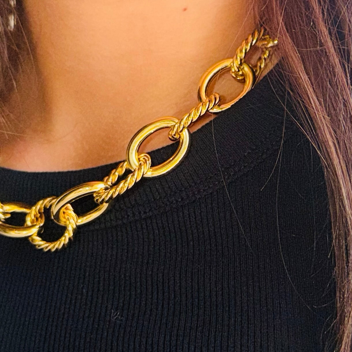 Aspen Chunky Textured Gold Chain Brenda Grands Necklace