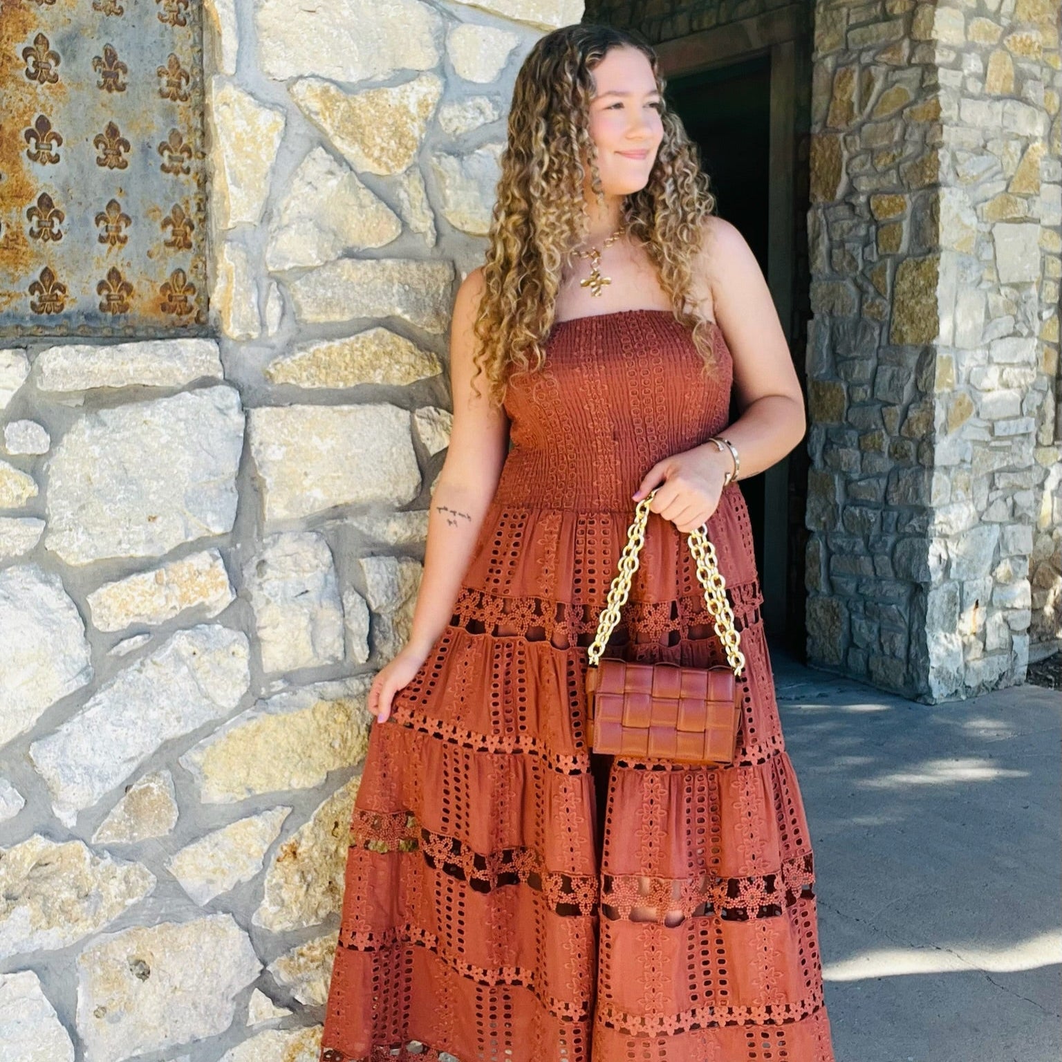 eyelet midi dress, strapless eyelet dress, smocked bodice dress, romantic lace dress, white eyelet dress, midi tube dress, crochet lace midi dress, scalloped hem dress, cotton summer dress, dreamy date night dress, wedding guest dress, feminine strapless dress, boho midi dress, fall transition dress, lightweight cotton dress, tube top midi dress, romantic midi dress, strapless lace dress, fairytale style dress, eyelet lace dress, brunch outfit dress, vintage-inspired midi dress, soft cotton lace dress, flir