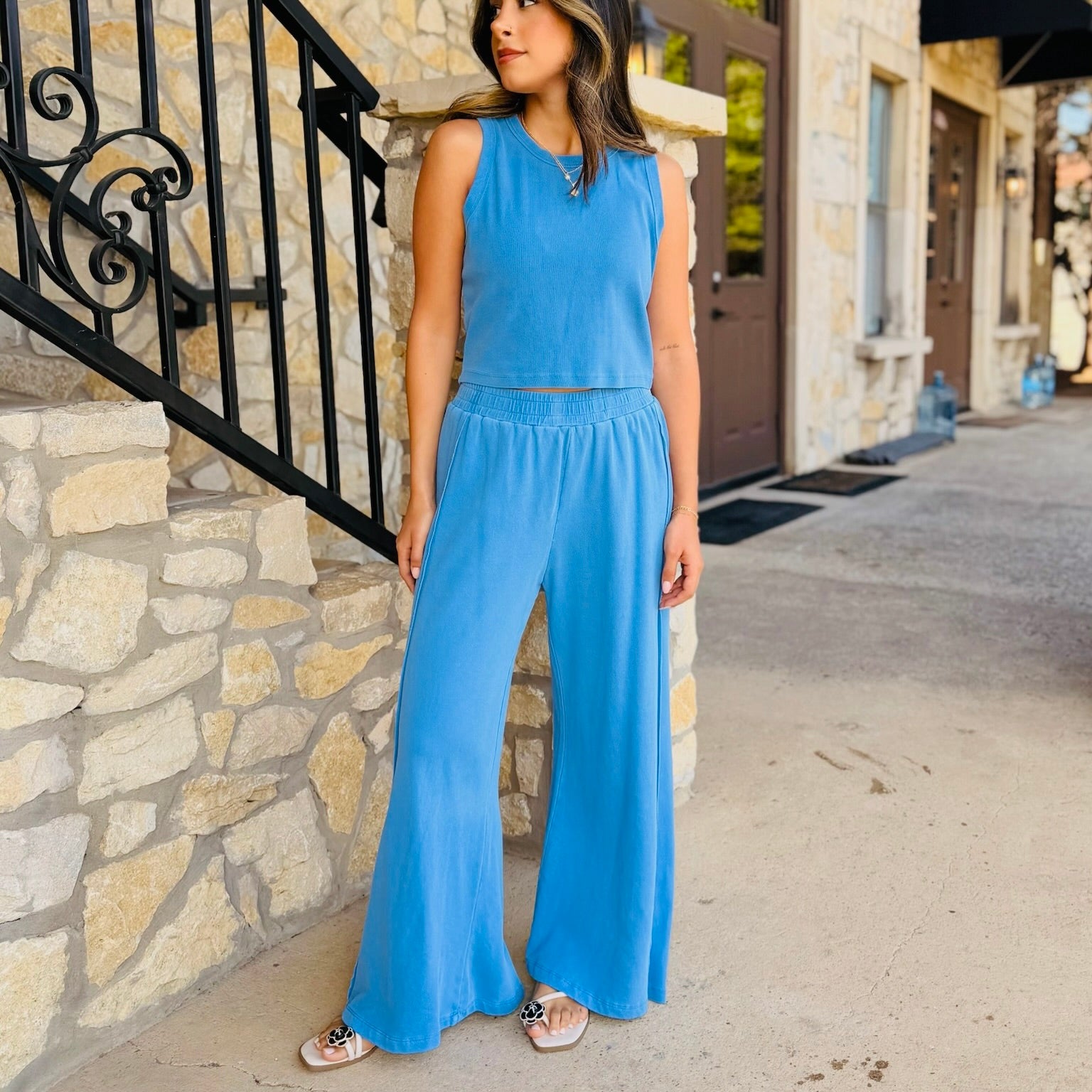 Daily Routine Athleisure Matching Tank & Palazzo Pants Set