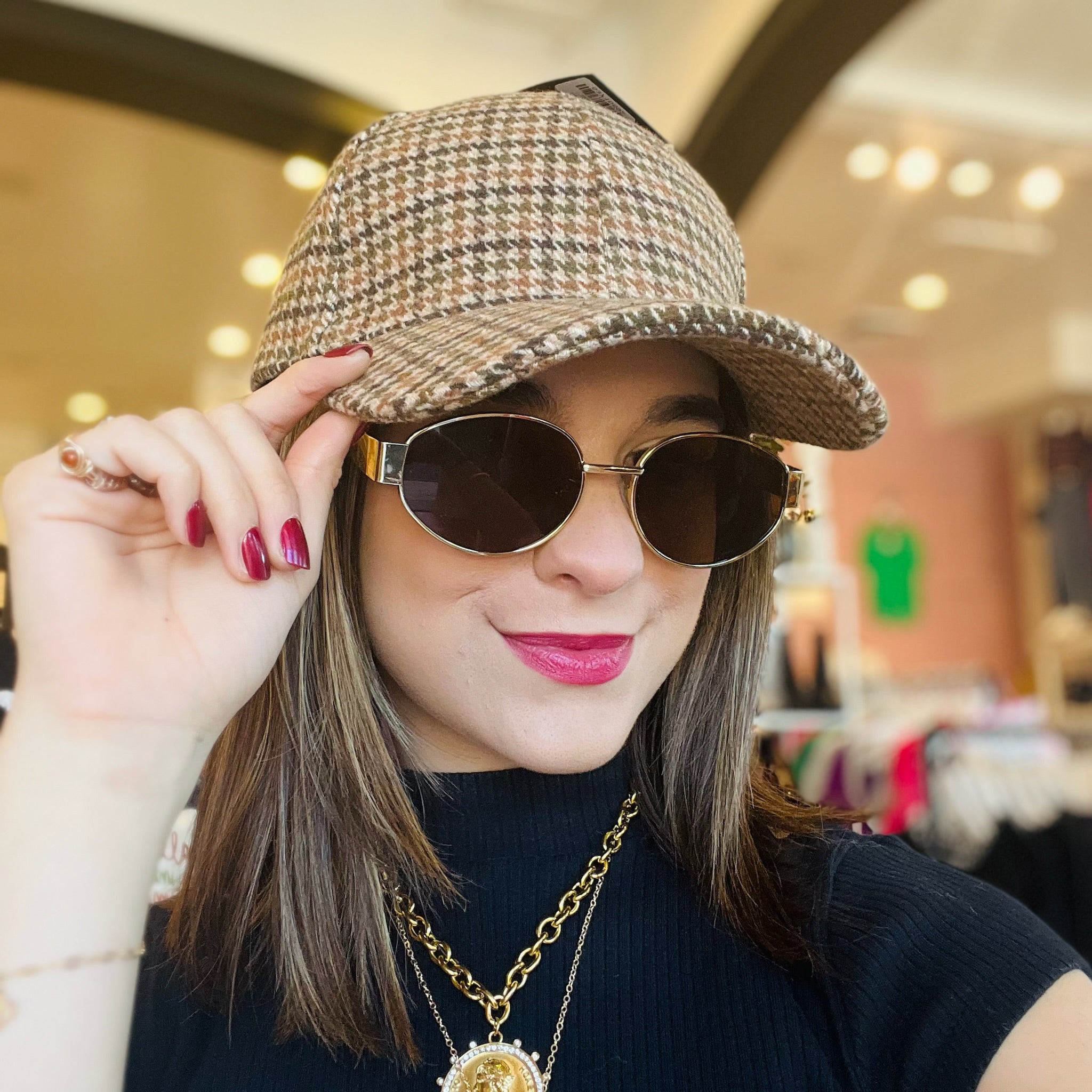 plaid baseball cap, preppy hat, clueless inspired hat, cher clueless vibes, plaid hat women, neutral plaid cap, trendy baseball hat, classic plaid pattern, fall fashion hat, preppy style accessory, casual chic hat, adjustable strap cap, cotton baseball cap, structured fit hat, everyday outfit accessory, plaid check hat, timeless plaid hat, modern twist hat, cute plaid cap, coffee run hat