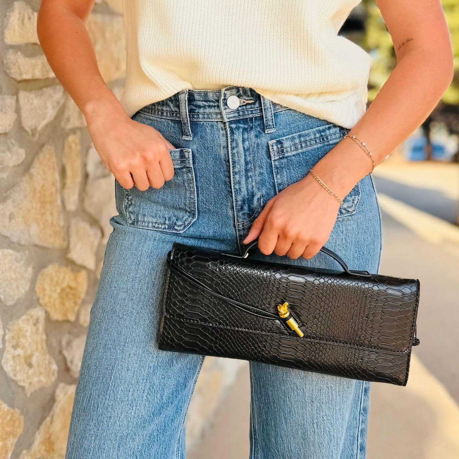 The Sienna Snakeskin Clutch