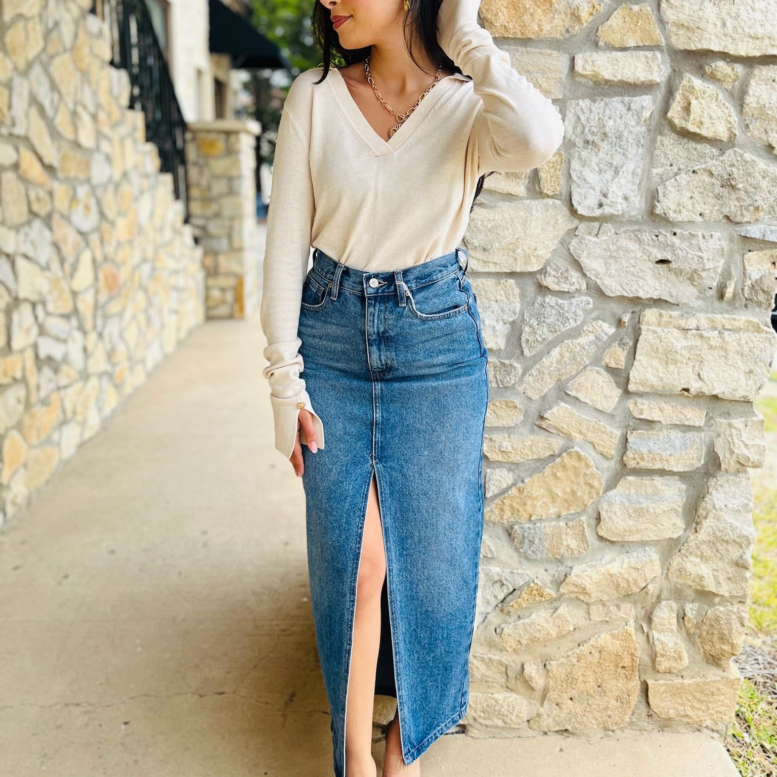 knit polo sweater, lightweight sweater, fall sweater top, collared v-neck sweater, polo knit top, versatile fall staple, classic knit sweater, long sleeve polo top, transitional sweater, chic lightweight knit, timeless fall sweater, neutral wardrobe essential, work to weekend outfit, minimalist sweater, classy knit top, solid color sweater, soft knit polo, everyday fall top, sleek silhouette sweater, cozy chic knit