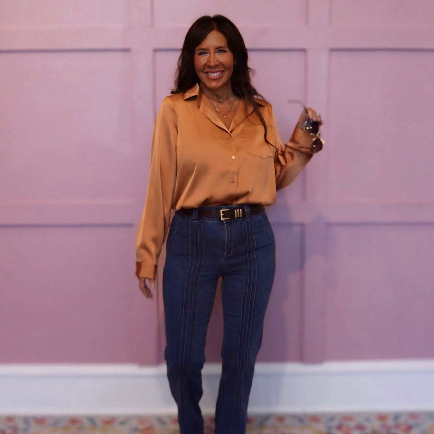 Finding New Love Satin Button Down Pocket Shirt