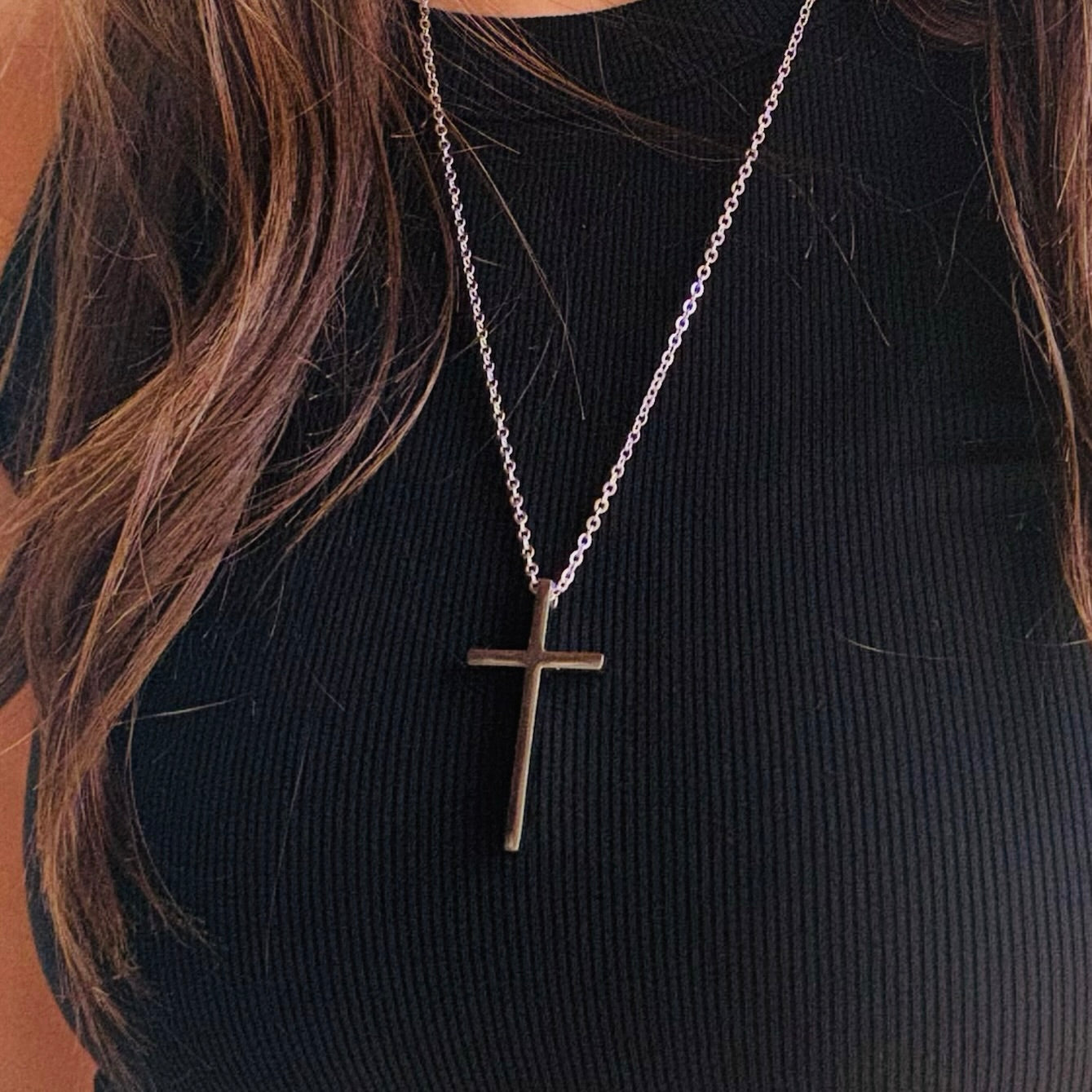 Glossy Silver Metal Cross