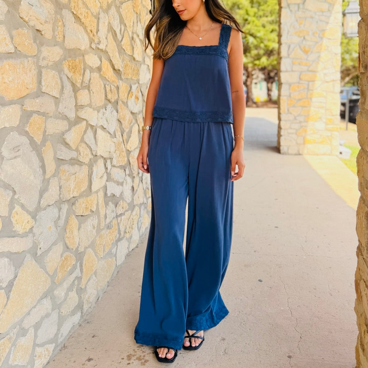 Midnight Riviera Embroidered Set