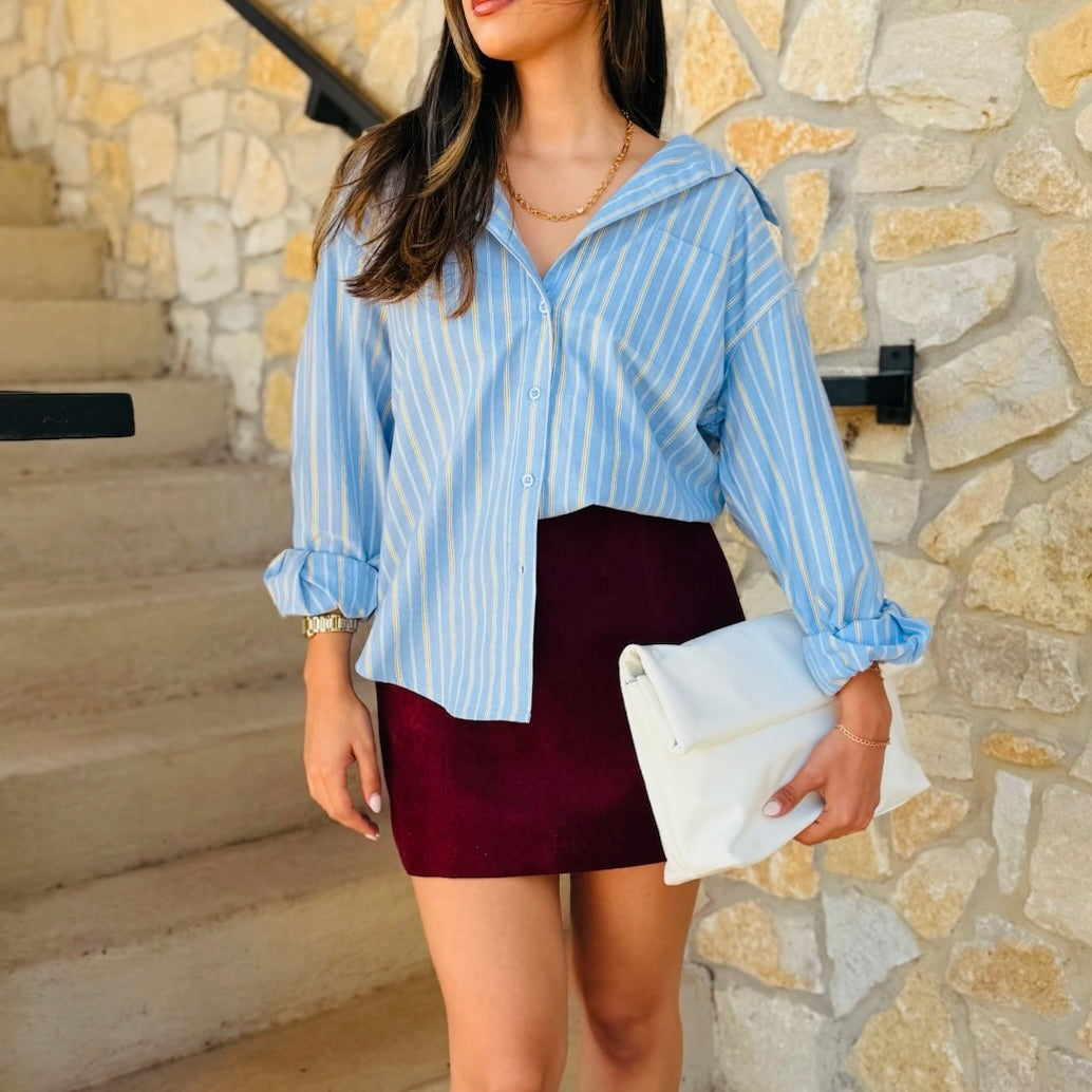 Natalie Striped Long-Sleeve Button-Up Shirt