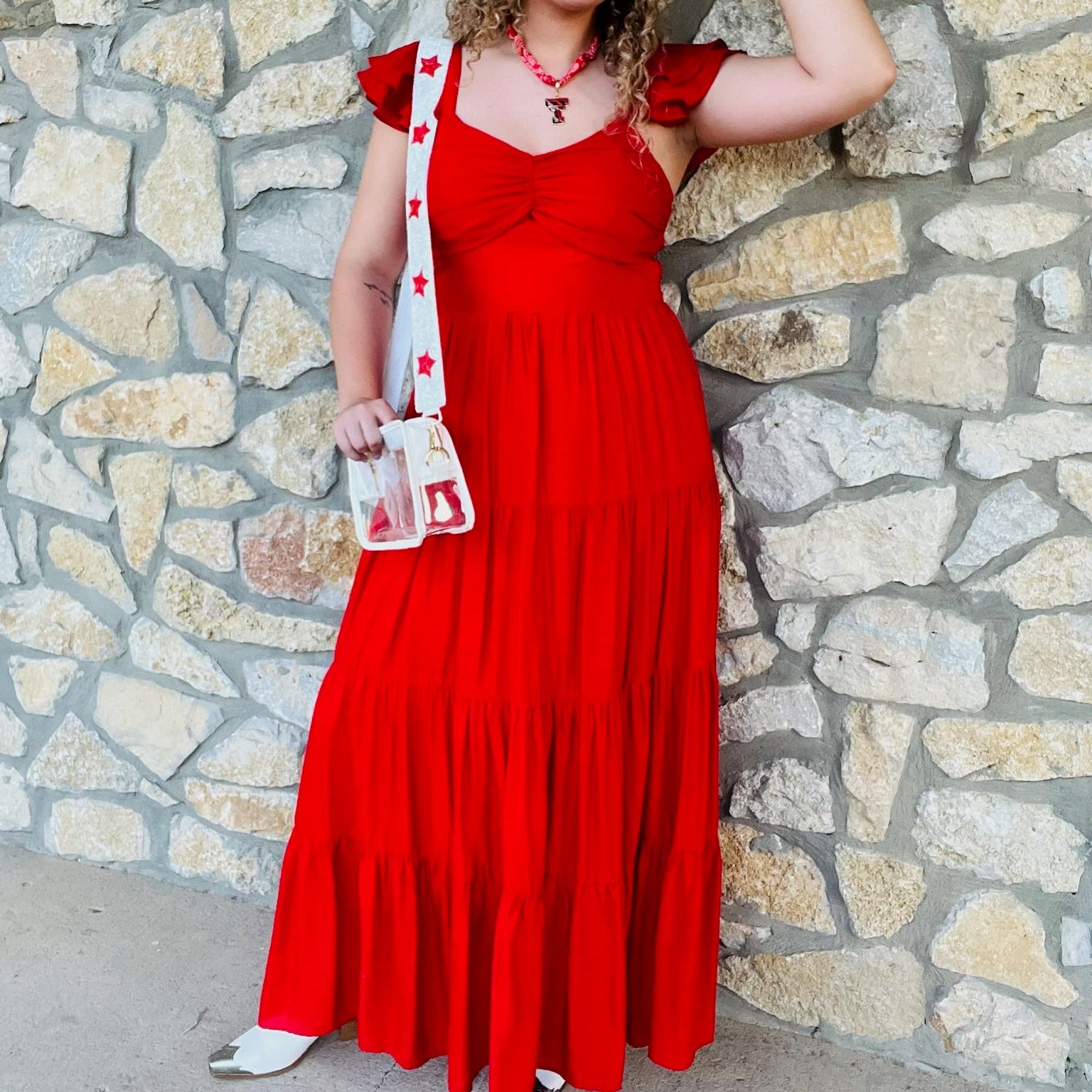 red maxi dress, summer to fall dress, texas boutique dress, elegant red dress, tiered maxi dress, cinched front dress, woven maxi, layered sleeve dress, statement red dress, dressy red maxi, fall transition outfit, wedding guest dress, date night maxi, boutique red dress, flowy red dress, feminine maxi dress, ankle length red dress, trendy boutique maxi, lightweight fall dress