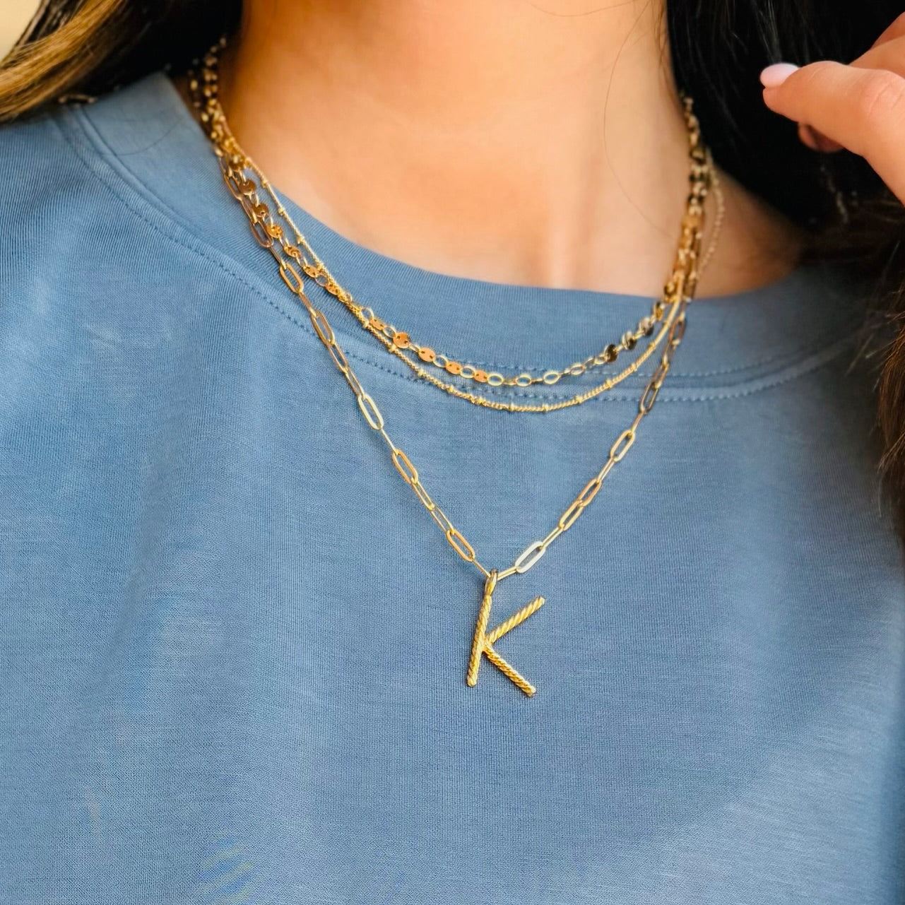 Denver Gold Initial Paperclip Chain Necklace